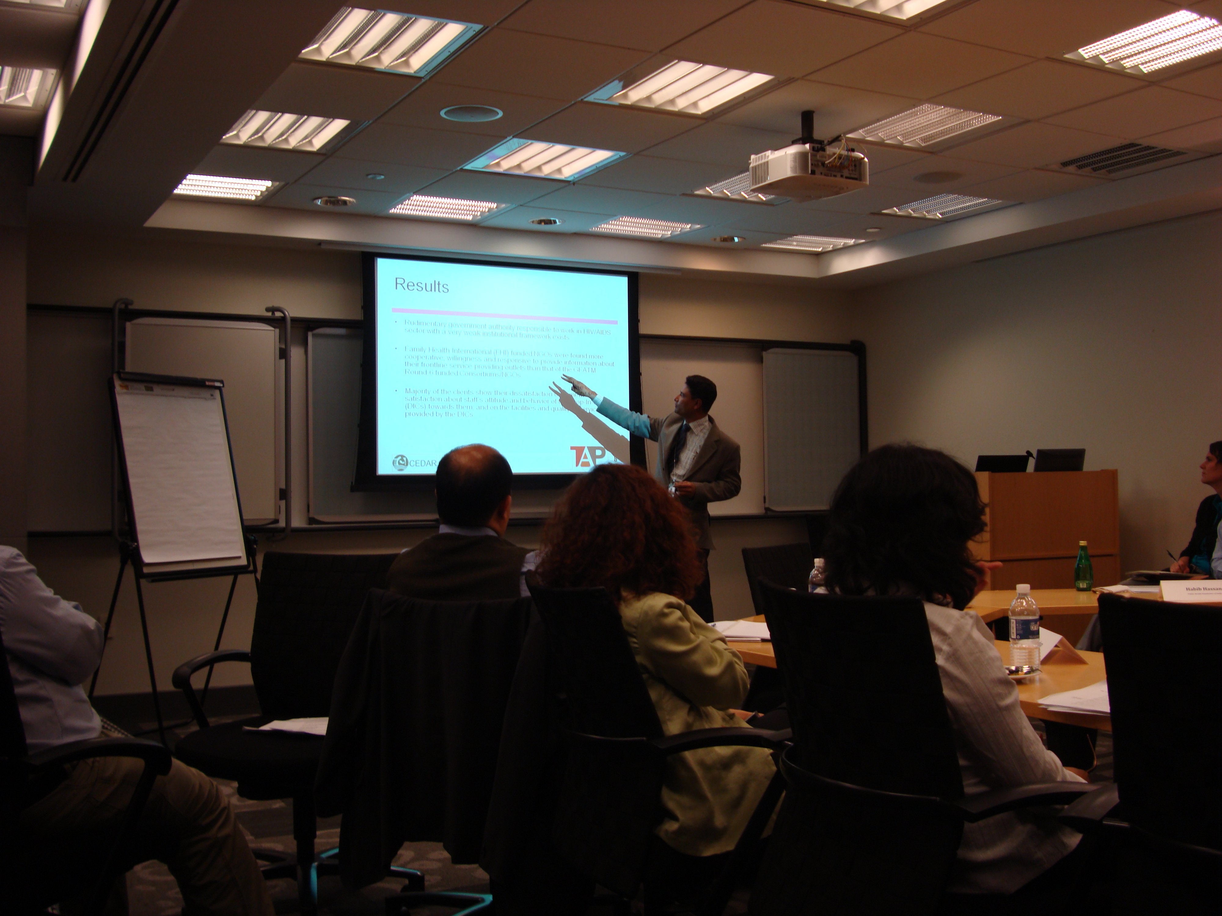 Md. Saiful Islam, Program Coordinator, presenting information/data at a seminar organized in Washington, DC under the research program conducted under the HIV/AIDS Prevention & Control Program funded by Results for Development (R4D) and The World Ban